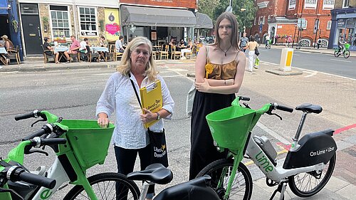 Islington Liberal Democrat activists highlighting poorly parked e-bikes