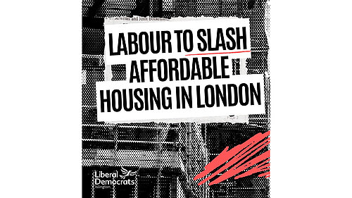 Graphic declaring Labour to slash affordable housing in London